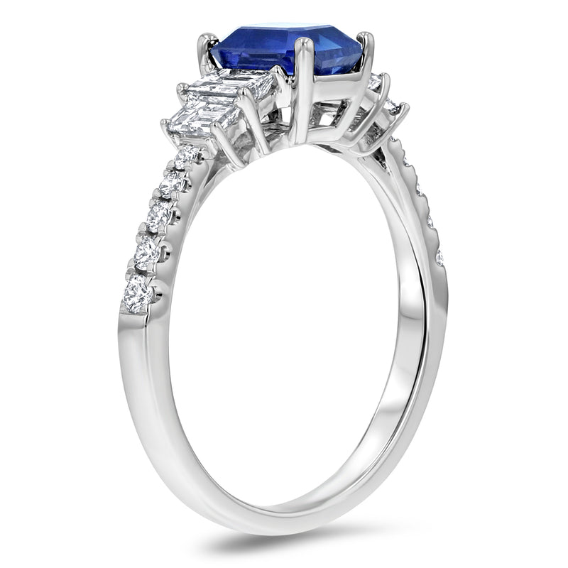 Sapphire and Diamond Tapered Engagement Ring - R&R Jewelers 