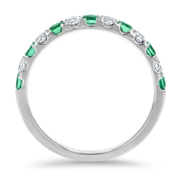 Alternating Diamond and Emerald Band - R&R Jewelers 