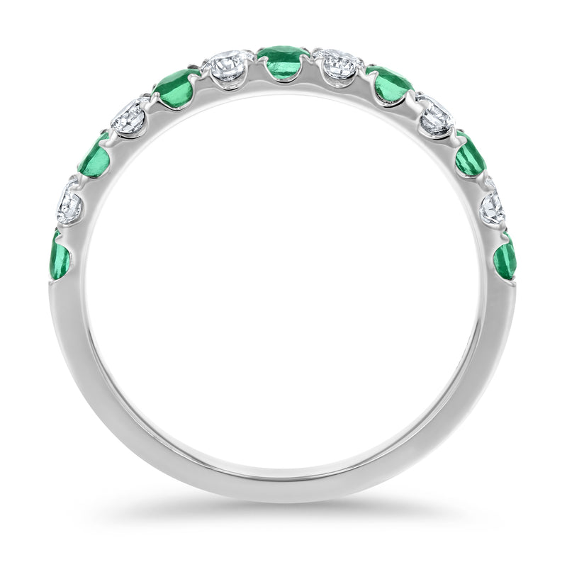 Alternating Diamond and Emerald Band - R&R Jewelers 