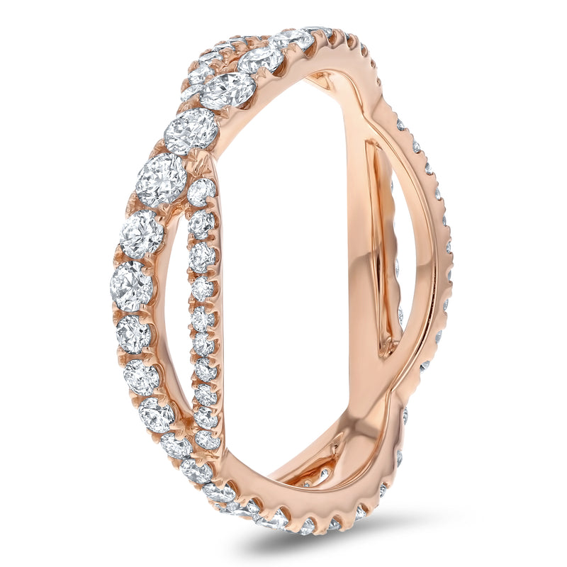 Diamond Cross Over Ring, 1.15 ct - R&R Jewelers 