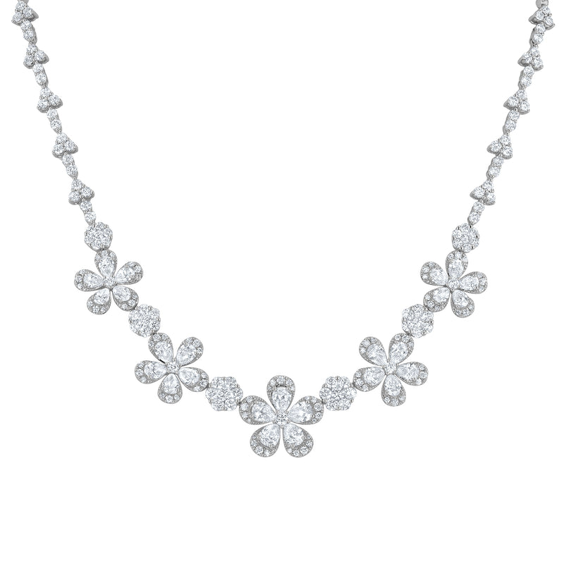 Diamond Floral Necklace - R&R Jewelers 
