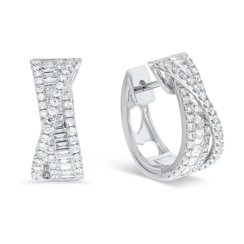 Baguette Diamond Infinity Hoop Earrings (E4345)