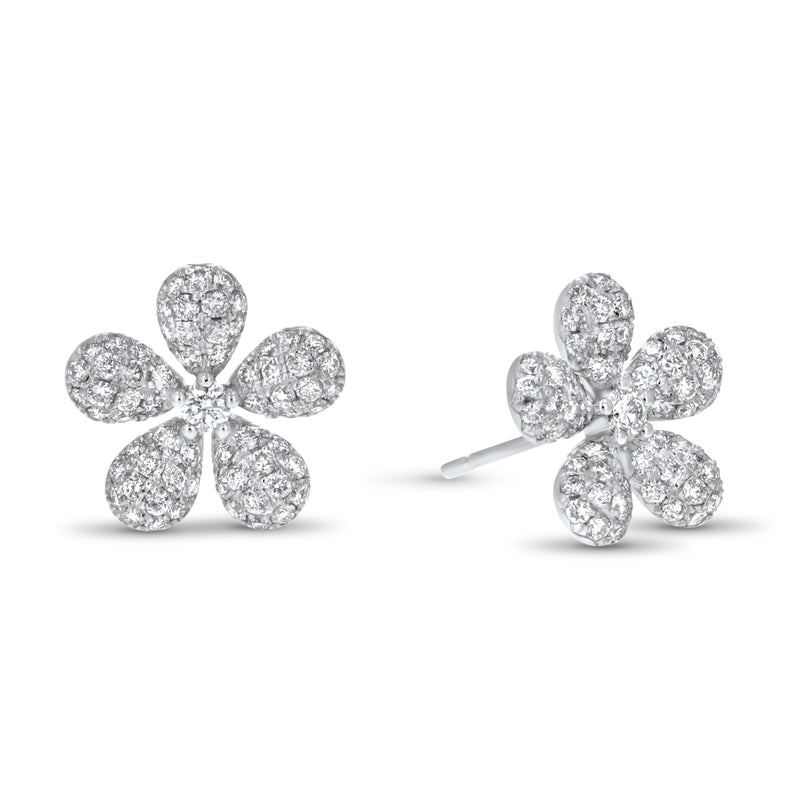 Floral Diamond Cluster Stud Earrings (E4390)
