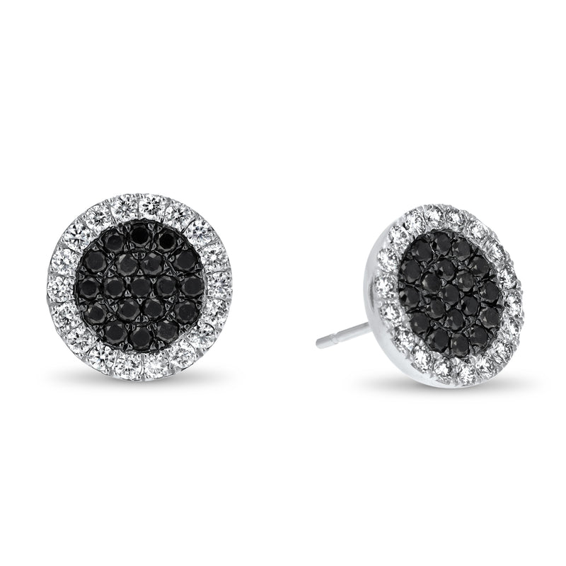 Black Diamond Pave` Disc Stud Earrings (E4393)