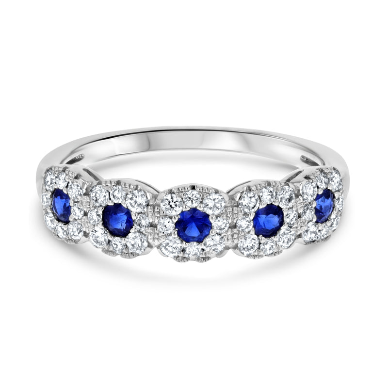 Petite Sapphire and Diamond Halo Band - R&R Jewelers 