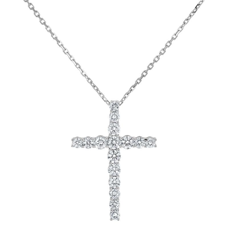Round Brilliant Diamond Cross Pendant, 0.97 Carats - R&R Jewelers 