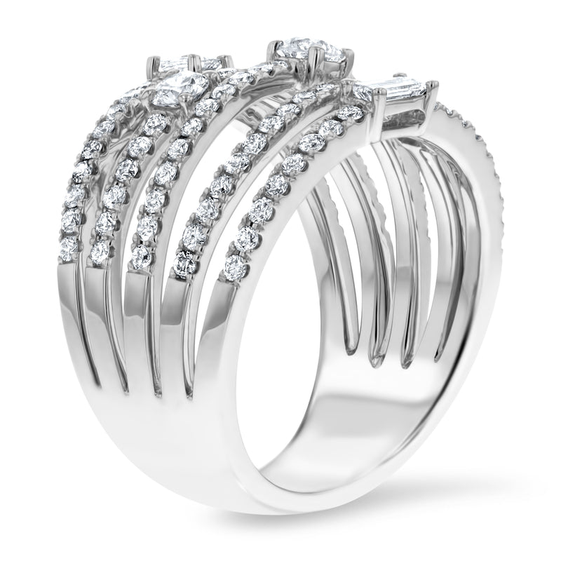 Baguette, Princess Cut, and Round Diamond Stack Ring - R&R Jewelers 
