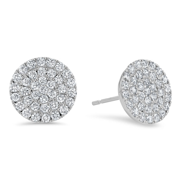 Circle Diamond Cluster Stud Earrings, 1.25 ct - R&R Jewelers 
