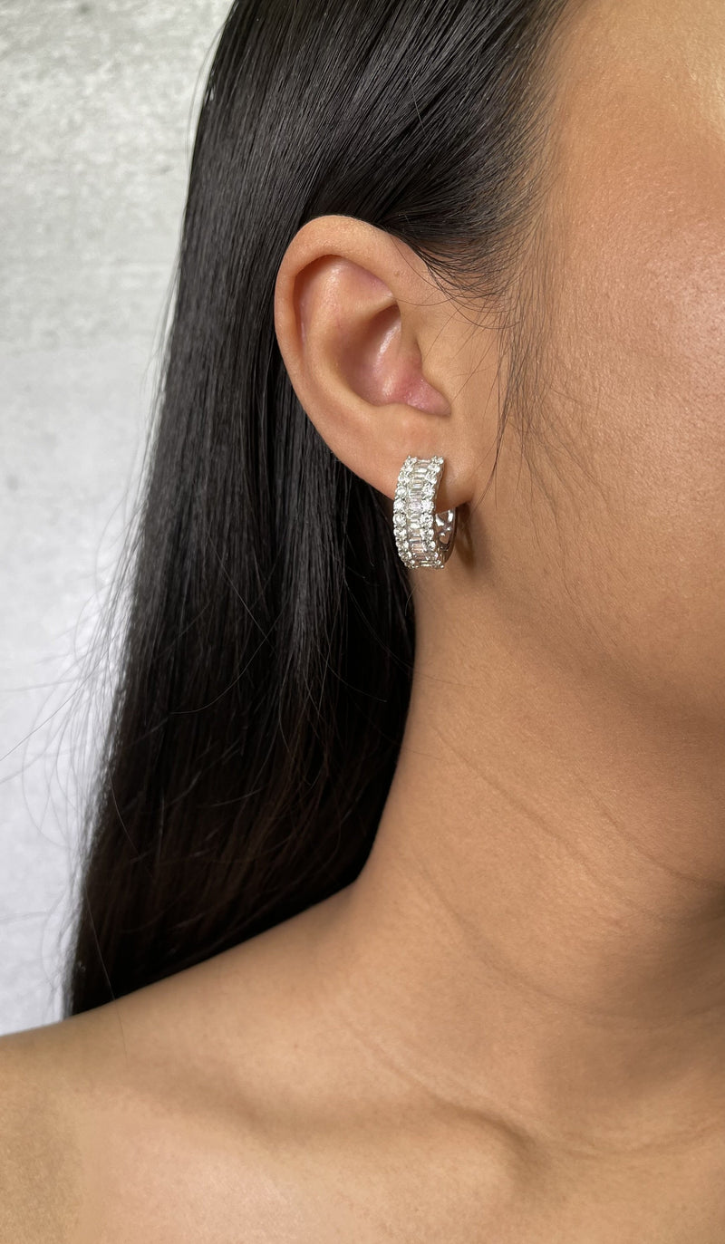 Baguette and Round Huggie Earrings (E0843)