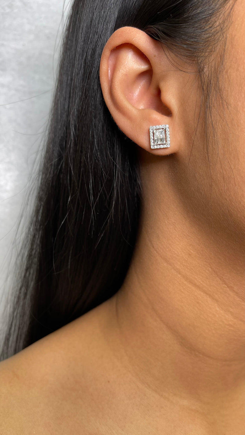 Diamond Baguette Stud Earrings (E0763)