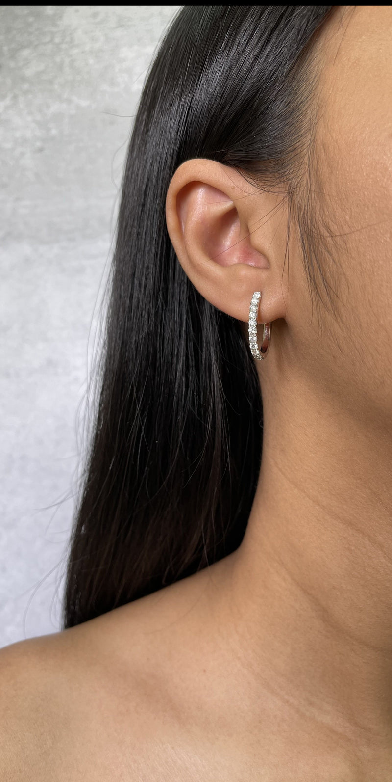 One Row Diamond Hoop Earrings (E4106)