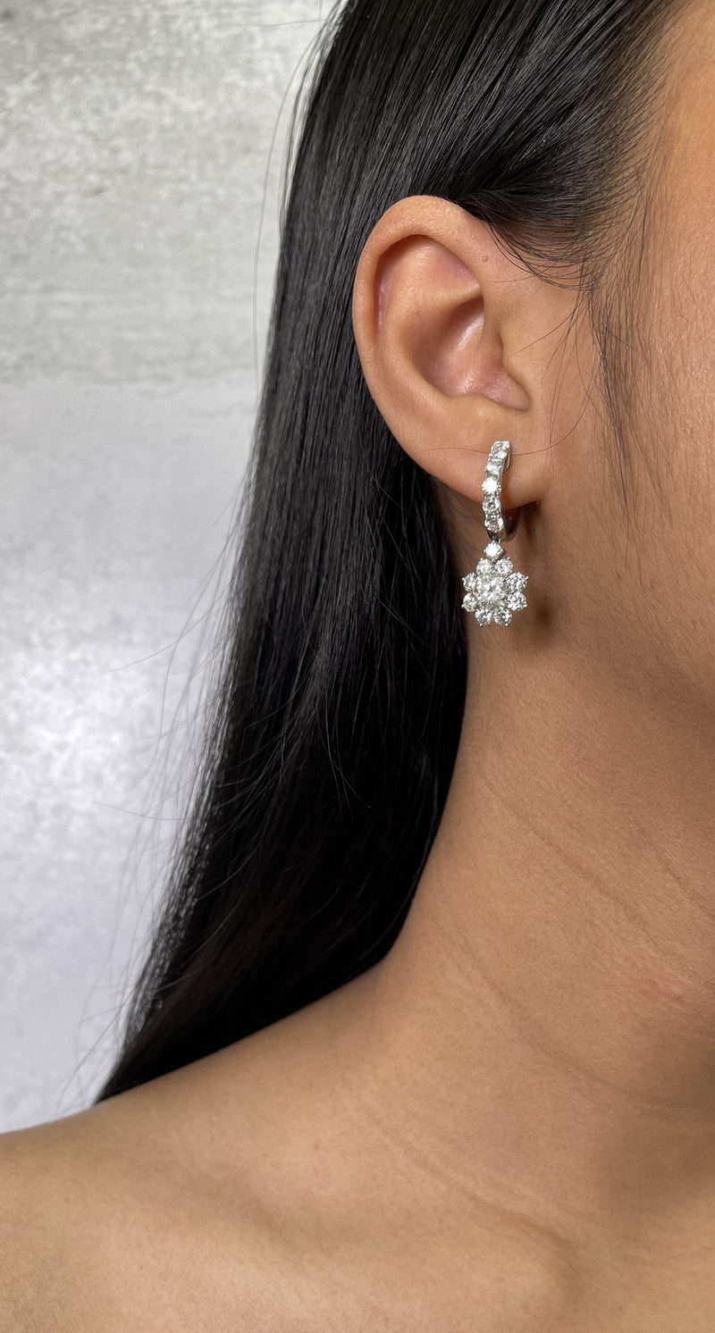 Diamond Cluster Drop Earrings (E1438)