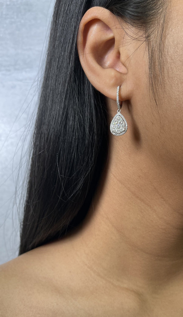 Pear Shape Diamond Drop Earrings (E4215)