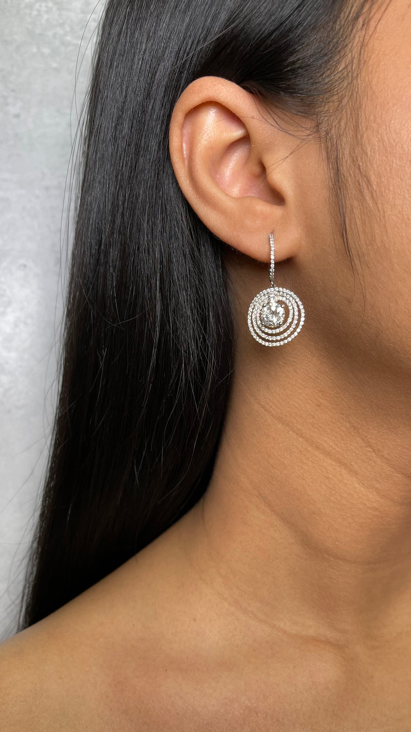 Diamond Circle Drop Earrings (E1166)