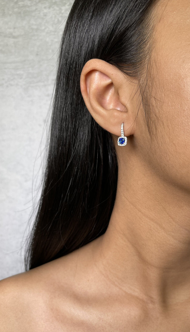Diamond and Sapphire Drop Earrings (E4059)