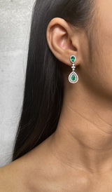 Pear Shape Emerald Drop Earrings (E1885)