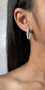Three Row Diamond Hoop Earrings (E0499)
