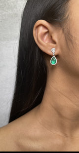 Pear Shape Emerald Drop Earrings (E1893)