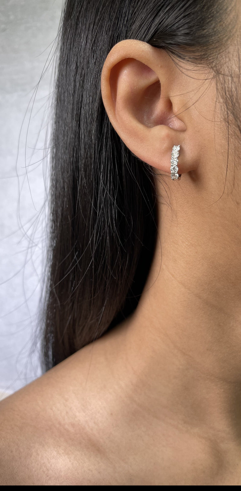Five Stones Diamond Huggie Hoop Earrings (E4397)