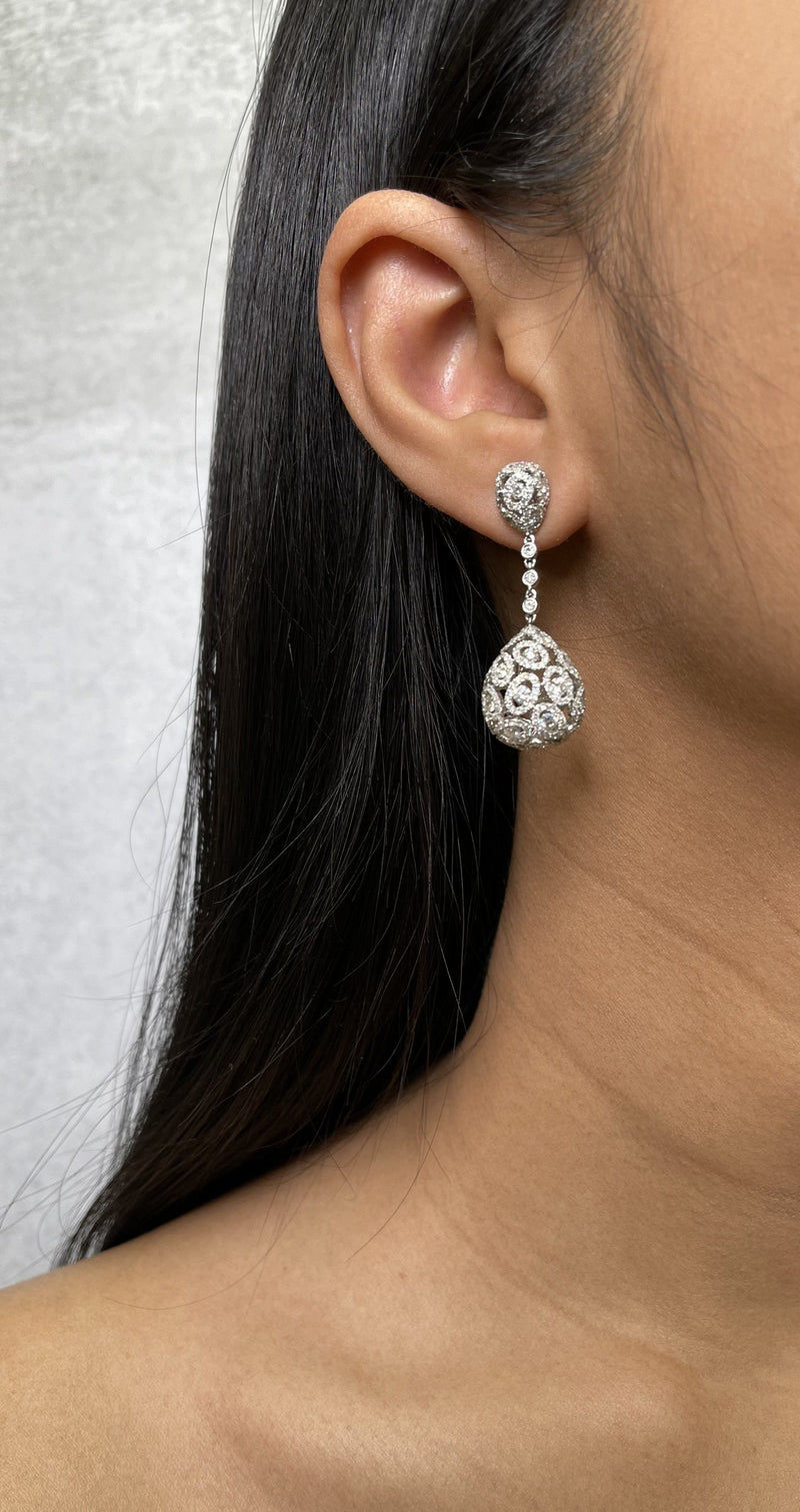 Pear Shape Diamond Drop Earrings (E1601)