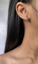 Black Diamond Huggie Hoop Earrings (E0296)