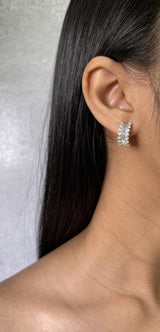 Baguette Diamond Huggie Earrings (E1027)