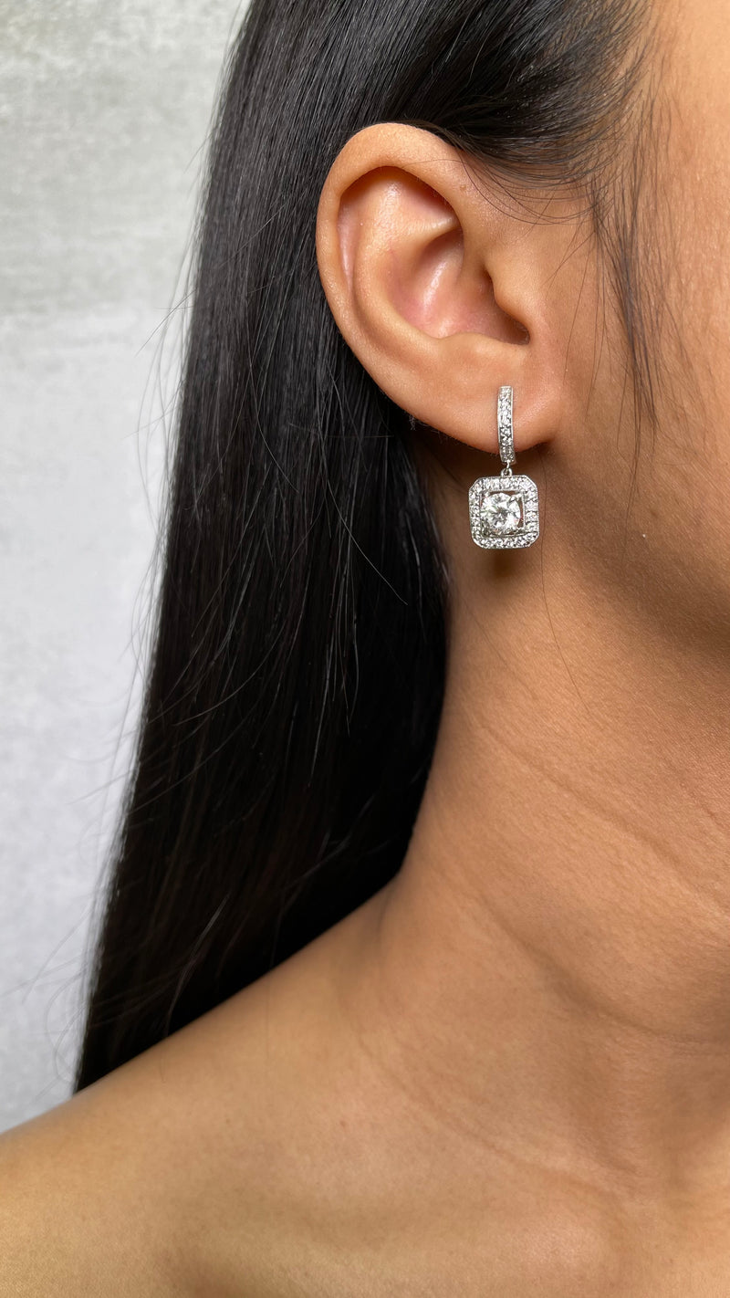 Milgrain Diamond Drop Earrings (E1057)