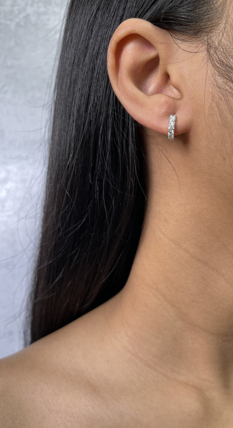 Five Stones Diamond Huggie Hoop Earrings (E0175)