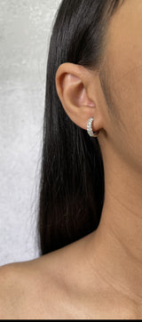 Two Row Diamond Huggie Earrings (E1467)