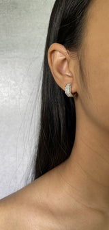 Invisible Set Diamond Huggie Earrings (E0063)
