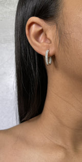 Inside Out Three Row Diamond Hoop Earrings (E1022)