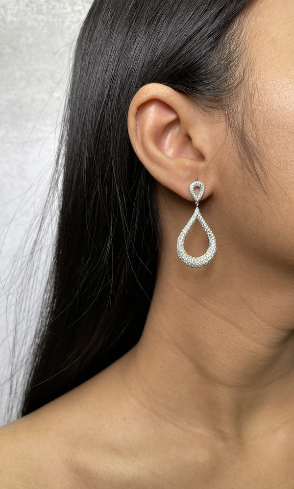 Diamond Pavé Tear Drop Earrings (E1648)