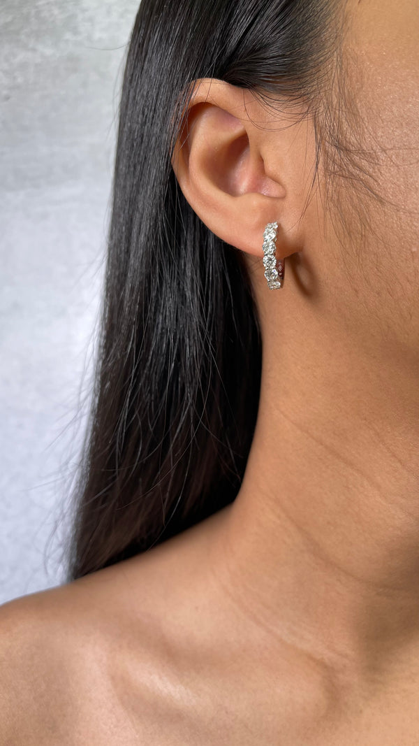 Six Stones Diamond Hoop Earrings (E3966)