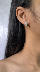 One Row Diamond Huggie Hoop Earrings (E4346)